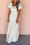 Enchanted Garden Floral Print Smocked Puff Sleeve Maxi Dress